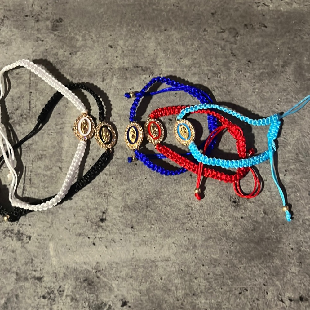 Bracelet of Virgin Mary in black, white, dark blue, red , and light blue